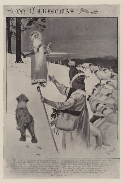 Met Kerstmis door Cecil Charles Windsor Aldin